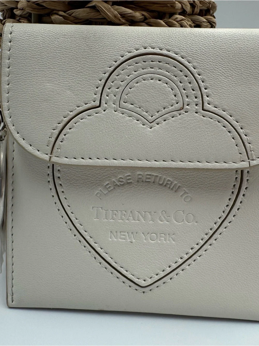 Tiffany & Co. Return To Tiffany White Nappa Leather Pouch Bag Charm